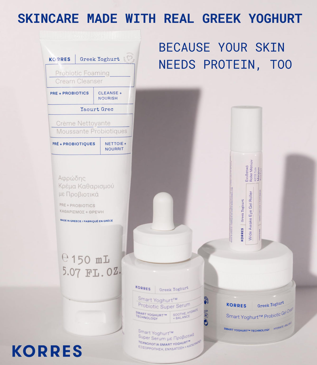 KORRES Greek Yoghurt Wide Awake Eye Gel Serum – Brightening Eye Roller with Hyaluronic Acid & Caffeine for Dark Circles & Puffiness (0.51 fl oz)