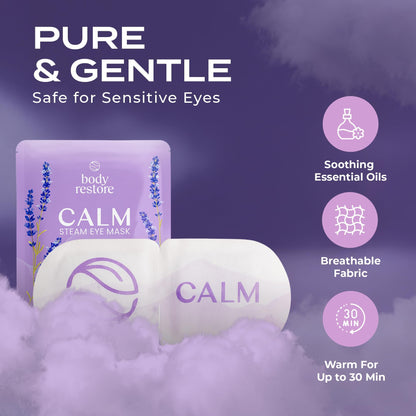 Body Restore Lavender Self-Heating Warm Compress for Dry Eyes & Relaxation - Heated Eye Mask for Sleep & Stye Relief (5 Pack)