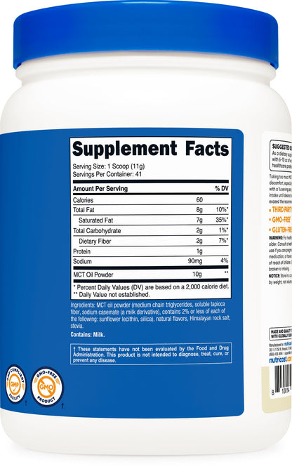 Nutricost Premium MCT Oil Powder (Vanilla) 1 LB, Zero Net Carbs, GMO-Free