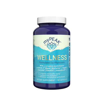 myPEAK Wellness Award-Winning Vegan Multivitamin with ElevATP Ancient Peat Extract, Natural Astaxanthin, Iron, Resveratrol and Alpha GPC, Immunity Booster, All-in-One for Men and Women, 90 Count
