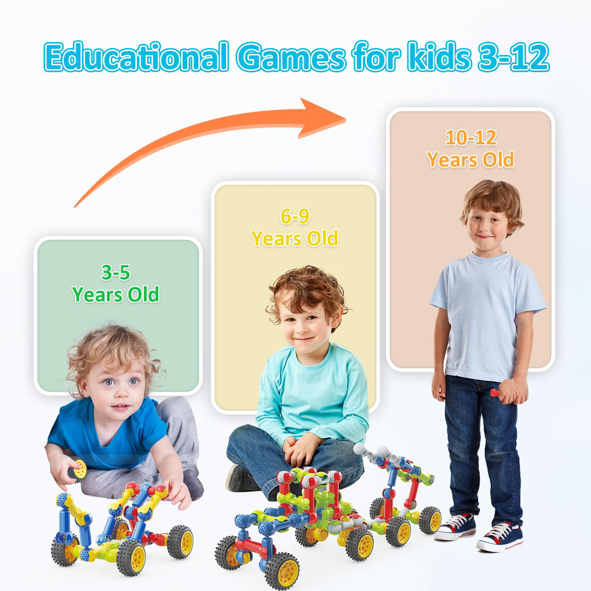 Huaker Stem Building Toys for 3 4 5 6 7 8 Year Old Boys Girls Kids,180 Pieces Building Blocks Educational Learning Toys with Large Storage Box,Ideal Christmas Birthday Gifts
