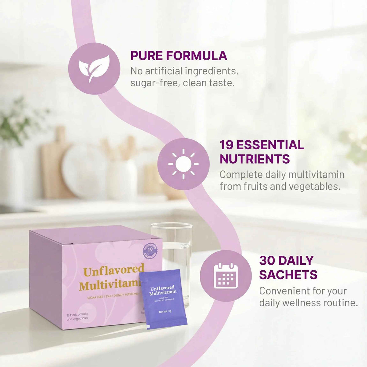 Unflavored Vitamin Powder, Multivitamin Powder Supplement with 19 Vitamins & Minerals + 15 Fruit & Veggie Blend, Supports Healthy Growth