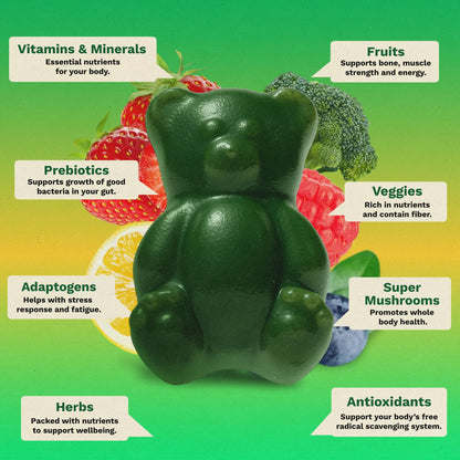 Adult Greens Gummies Sugar Free Multivitamin & Prebiotic Fiber, 10 ct