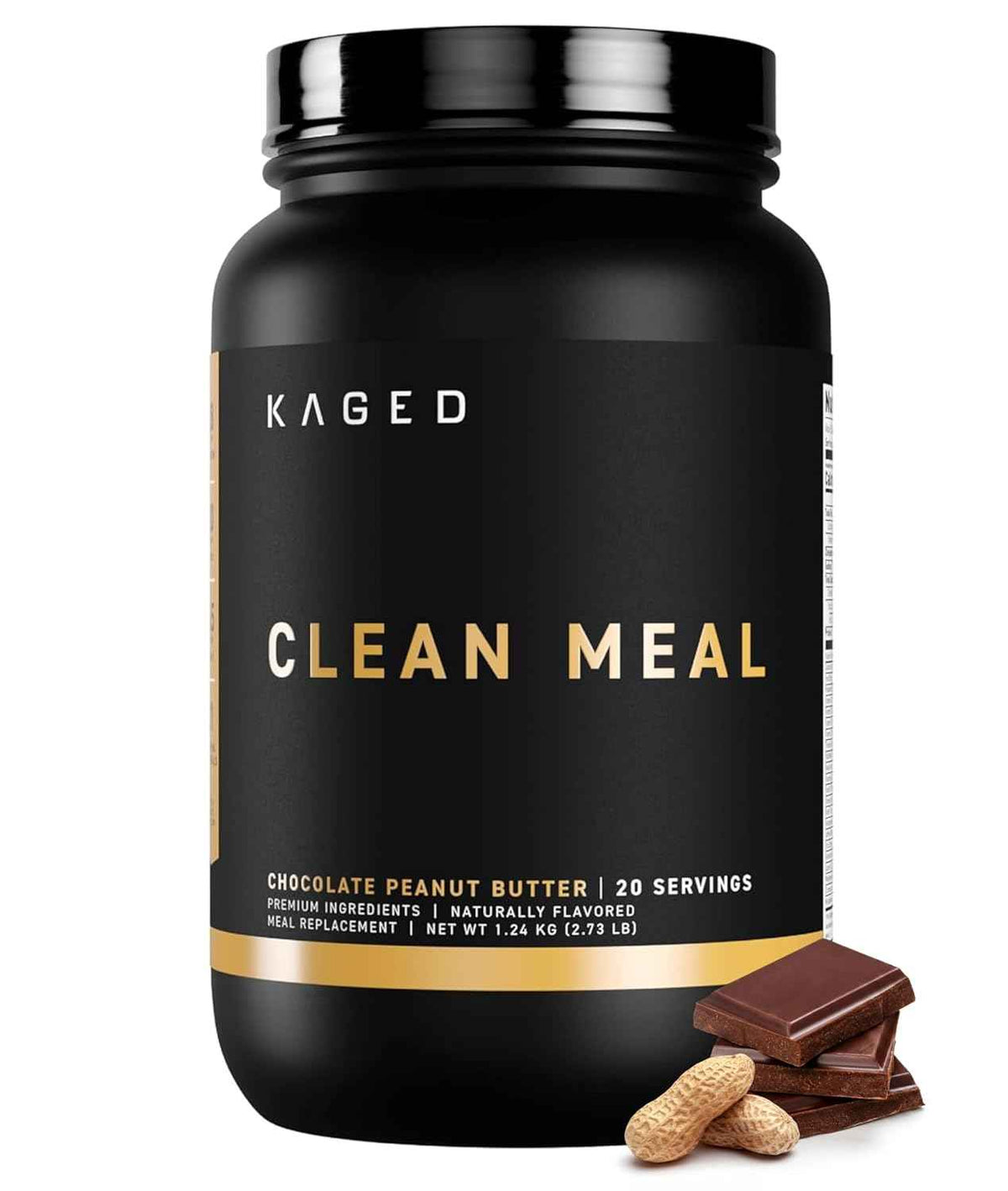 Kaged Clean Meal Powder - Chocolate Peanut Butter - Meal Replacement Shake - Whey Protein Isolate - Clean Carbs, MCT Oil Fats, Organic Vitamins and Minerals - Supplements for Men & Women - 20 Servings