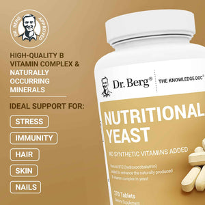 Dr. Berg Nutritionals Yeast Tablets - Natural B12 Added - All 8 B Vitamin Complex - Organic Vanilla Flavor - 270 Vegan Tablets Dietary Supplements