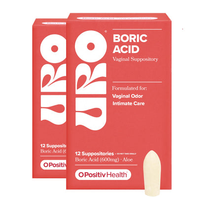 O Positiv URO Boric Acid Vaginal Suppository with Lactic Acid - 12 Ct