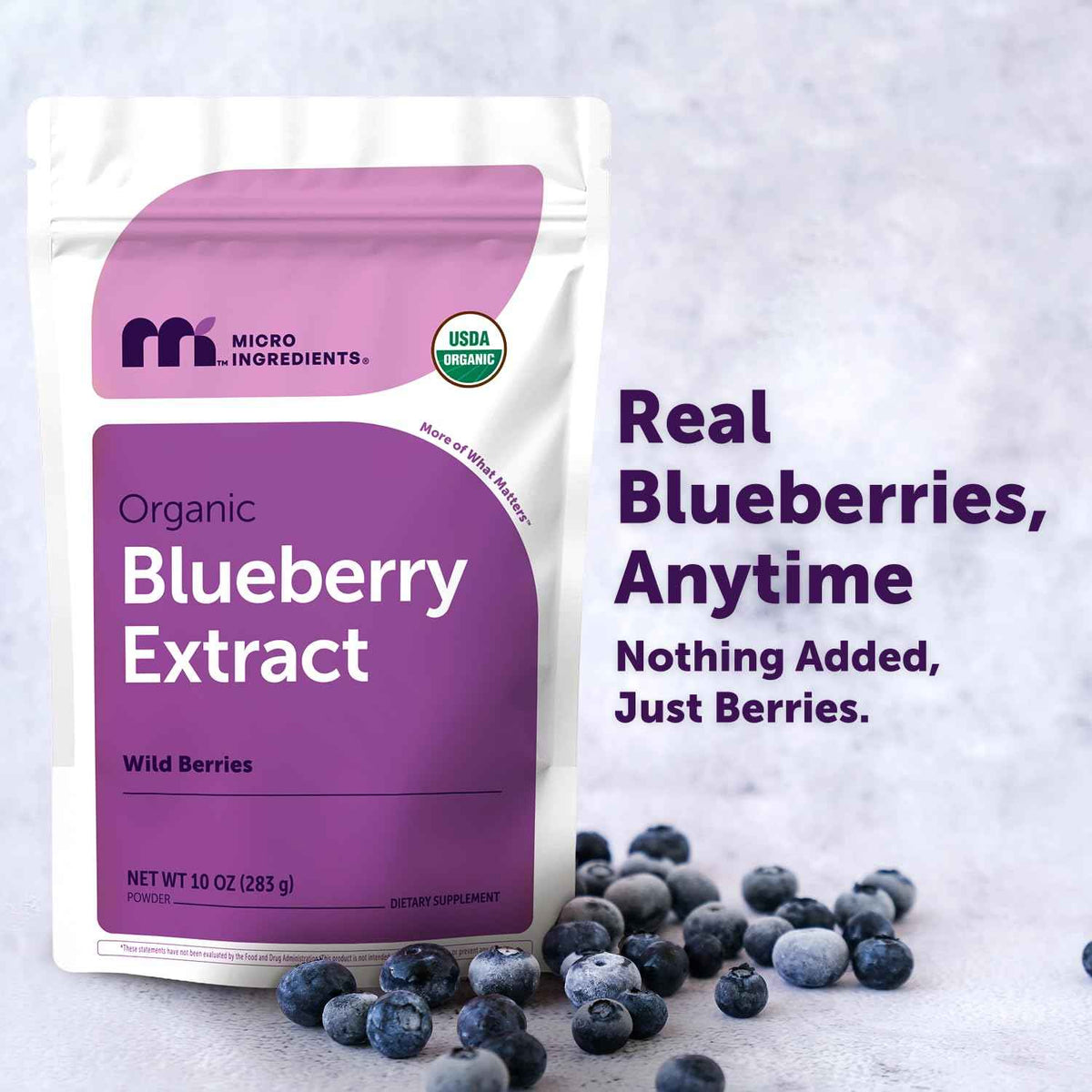 Micro Ingredients Organic Blueberry Extract Powder, 10oz - Natural Fruit Flavor - Freeze-Dried Wild Blueberries Source - No Sugar & Additives - Great for Drinks, Smoothie, & Beverages - Non-GMO & Vegan
