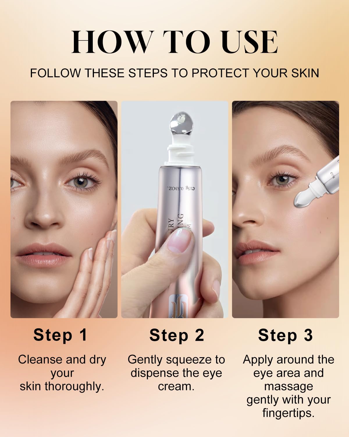 TJE Caffeine Eye Cream for Dark Circles & Puffiness - Hydrating Under Eye Treatment with Hyaluronic Acid & Vitamin E (15g)