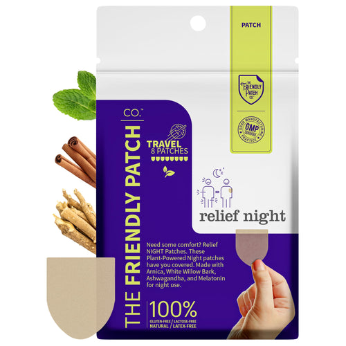 Relief Night Patch - 8 Pack Arnica, White Willow Bark, Melatonin, Ashwagandha for Soreness for Sleep Patches for Women and Men