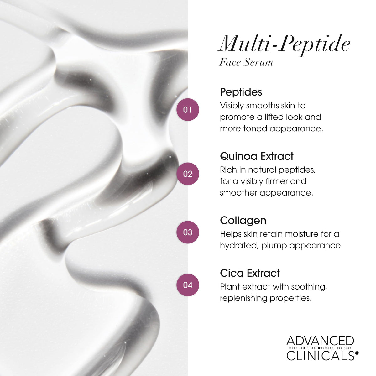 Advanced Clinicals Multi Peptides Serum – Collagen Support & Hydration (52ml x 2)