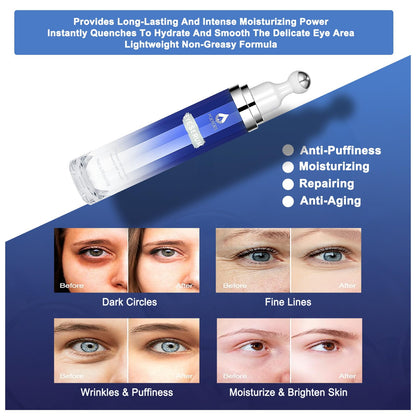 High-Potency Eye Serum (0.5 fl. oz) - 8% Caffeine & 8% Retinol with Hyaluronic Acid, Niacinamide & Peptides - 360° Roller Massage Ball for Puffy Eyes & Dark Circles