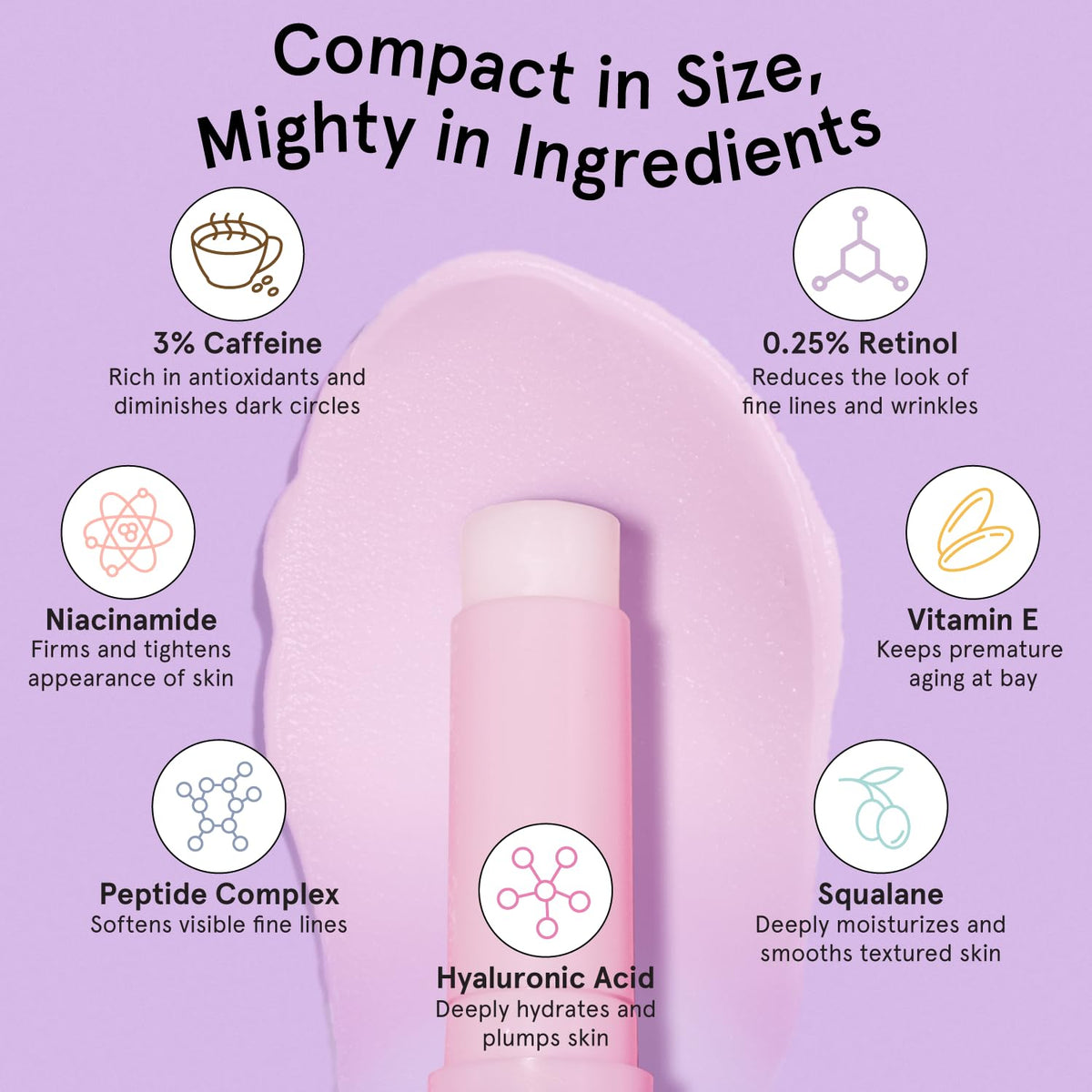 grace & stella Retinol & Caffeine Eye Brightener Balm Stick (3.5g) - Travel-Size Anti-Aging Treatment for Dark Circles, Puffiness & Wrinkles | Vegan Eye Cream Stick