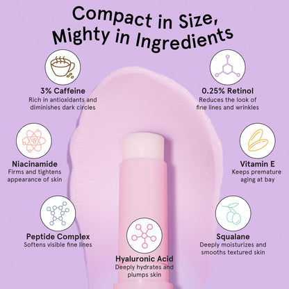 grace & stella Retinol & Caffeine Eye Brightener Balm Stick (3.5g) - Travel-Size Anti-Aging Treatment for Dark Circles, Puffiness & Wrinkles | Vegan Eye Cream Stick