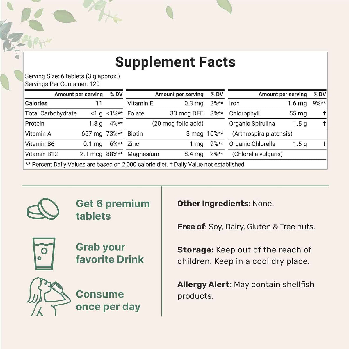 Micro Ingredients Organic Chlorella Spirulina 3000mg Tablets & Vitamin D3 5000iu + K2 100mcg Bundle 2 Pack - Cracked Cell Wall, Rich in Vegan Protein & Chlorophyll - Essential Sunshine Vitamins