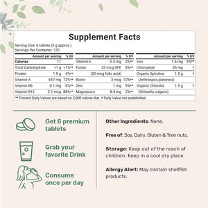 Micro Ingredients Organic Chlorella Spirulina 3000mg Tablets & Vitamin D3 5000iu + K2 100mcg Bundle 2 Pack - Cracked Cell Wall, Rich in Vegan Protein & Chlorophyll - Essential Sunshine Vitamins