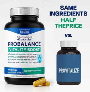 Ruolai ProBalance Probiotics for Women 68B CFU - Menopause, Bloat & Belly Support - Turmeric & Moringa