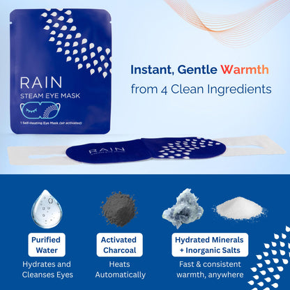 Rain Self Heating Steam Eye Mask - Moist Heat Therapy (20 Masks)