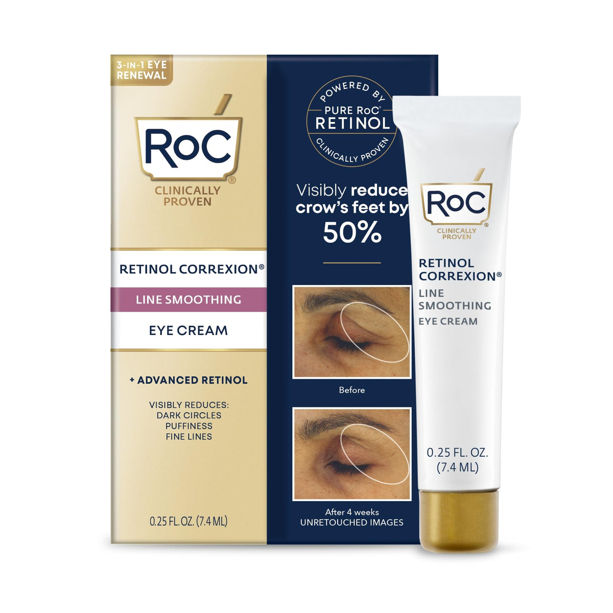 RoC Retinol Correxion Eye Cream (0.25 oz) – Mini Anti-Aging Treatment for Wrinkles, Dark Circles & Puffiness