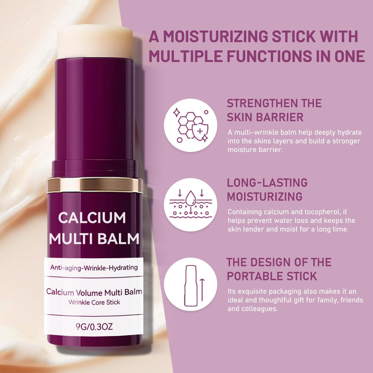 Cemenrete Calcium Volume Multi Balm Set - Korean Anti-Aging Formula for Face, Eyes & Neck - Hydrating & Firming Treatment (2 Pcs)