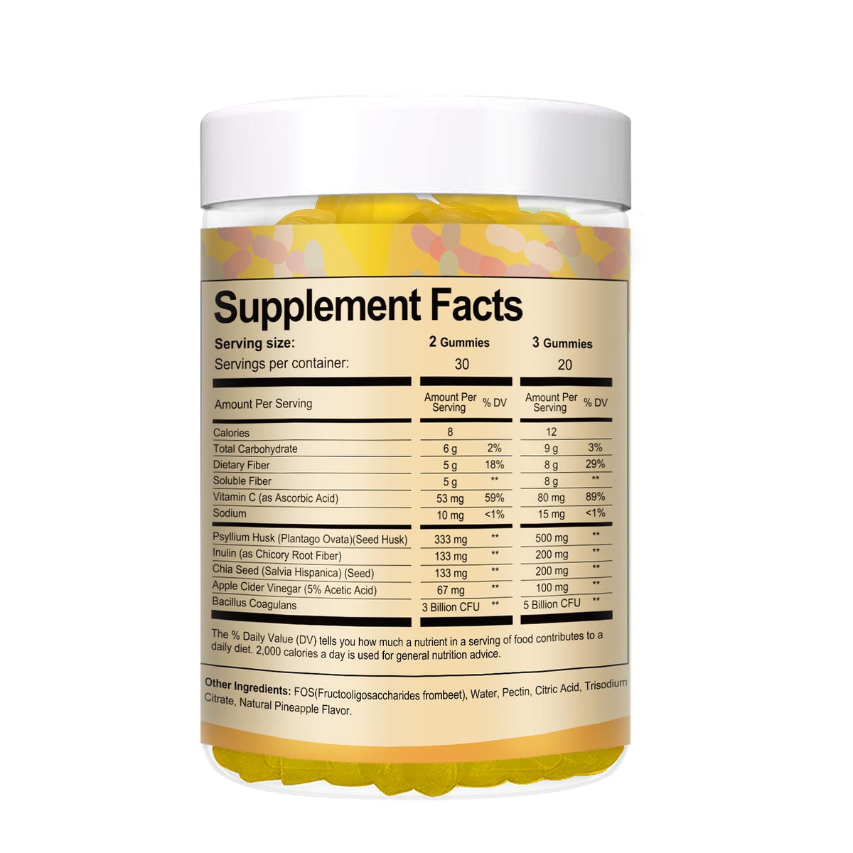 Totaria Fiber Gummies Pineapple 2 Bottles