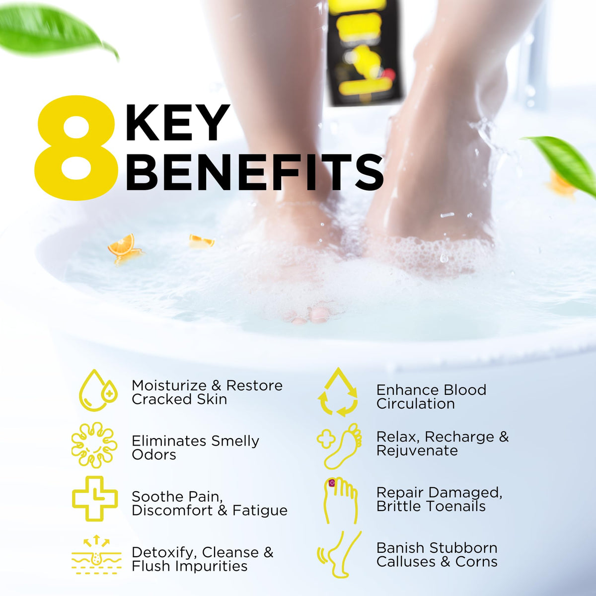 Citrus Detox Foot Soak with Epsom Salt - for Foot Callus, Immune Boost, Damaged Toenail