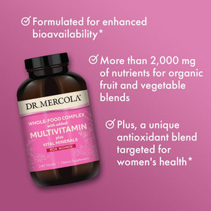Dr. Mercola Whole-Food Complex for Women - with Added Multivitamin Plus Vital Minerals - Supports Energy & Cellular Health - Non-GMO, Gluten-Free & Soy-Free - 240 Tablets (30 Servings) Dr. MercolaBuy Supplements Australia