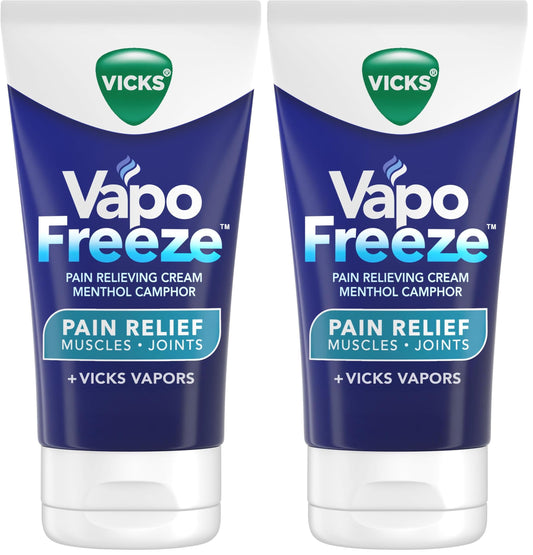 Vicks VapoFreeze Menthol Pain Relieving Cream 3oz, for Muscles & Joint Pain Associated with Arthritis, Simple Backaches, Strains, Sprains, Bruises, Vapors, Penetrating Formula (Pack of 2)