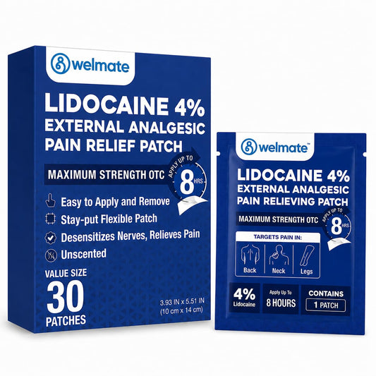 WELMATE 4% Lidocaine Pain Relief Patch Maximum Strength, 30 Count