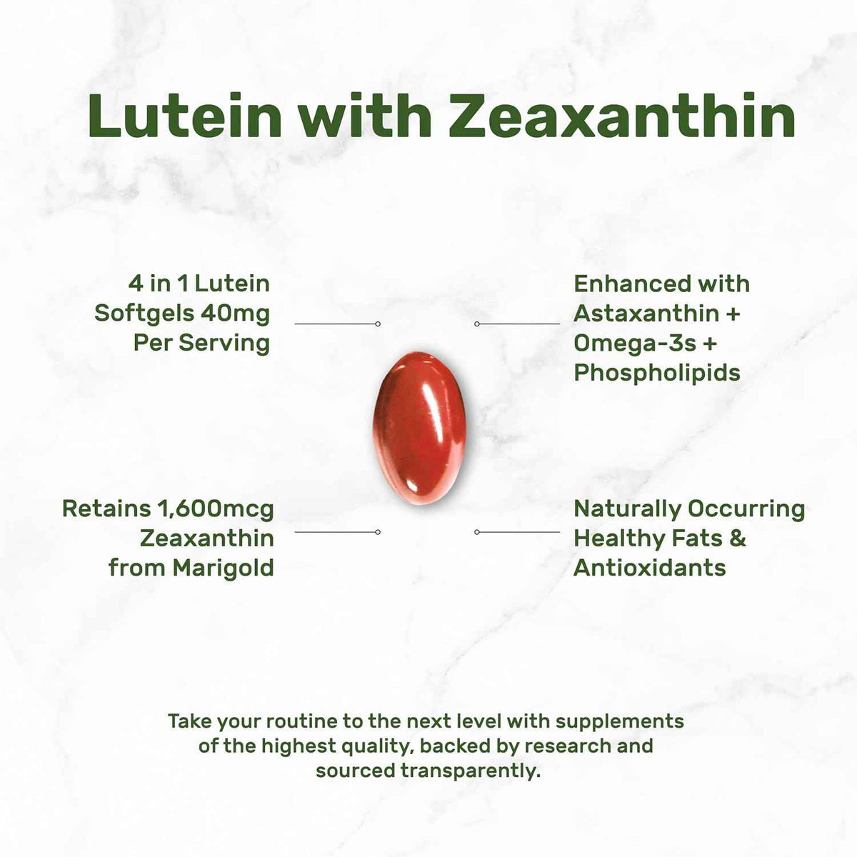 Lutein and Zeaxanthin Supplements, 40mg Per Serving, 300 Softgels - Plus Astaxanthin, Omega-3s, & Phospholipids - Non-GMO