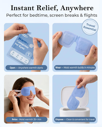 Steam Eye Mask for Dry Eyes (16 Packs) - Unscented Self-Heating Warm Compress for Stye, Digital Strain & Deep Sleep