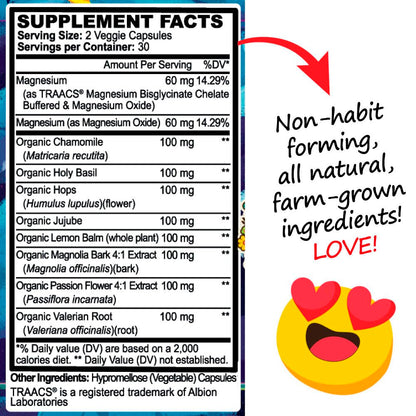 Melatonin Free Natural Sleep Aid Supplement Peace, Love, and ZZZs