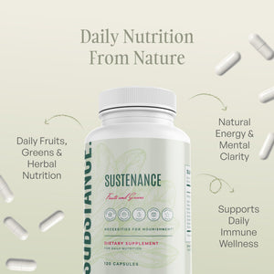 SUBSTANCE. - Nature's Sustenance Daily Greens, Daily Fruit and Veggies Supplement - Enhance Energy, Mental Clarity - Fruits and Vegetables Supplements - US Made, Vegan-Friendly - 30 Servings. SUBSTANCE.Buy Supplements Australia