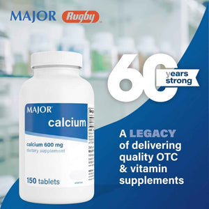 Major 600mg Calcium Tablets - Calcium Supplement - 150 Count (1 Pack)