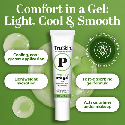 TruSkin Peptide Eye Cream Gel - Lightweight Treatment for Dark Circles & Fine Lines (15ml)