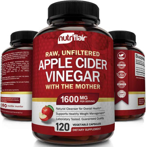 Apple Cider Vinegar Capsules with The Mother - 120 Vegan ACV Pills - Best Supplement for Healthy Weight Loss, Diet, Keto, Digestion, Detox, Immune - Powerful Cleanser & Appetite Suppressant Non-GMO