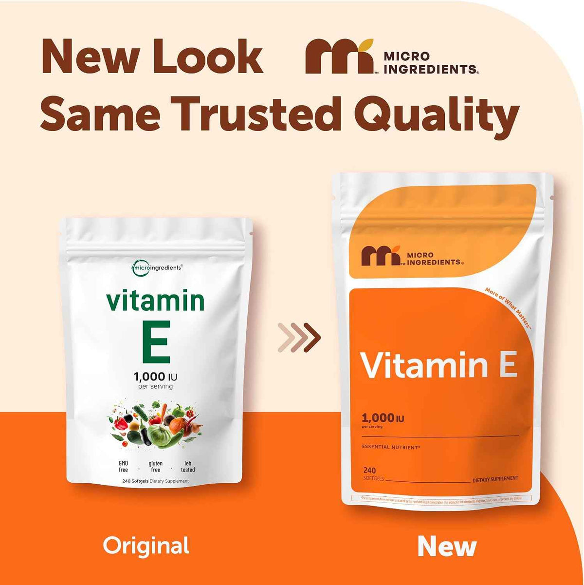Micro Ingredients Vitamin E 1000 IU (450 mg) Per Serving, 240 Softgels - Daily Vitamin E Supplement - 4-Month Supply - Non-GMO, Gluten Free