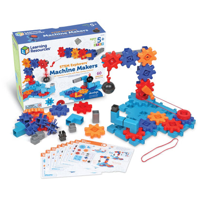 Learning Resources STEM Explorers Machine Makers - 60 Pieces, Ages 5+, Building Montessori Toys, Engineering Activities, Fine Motor Skills