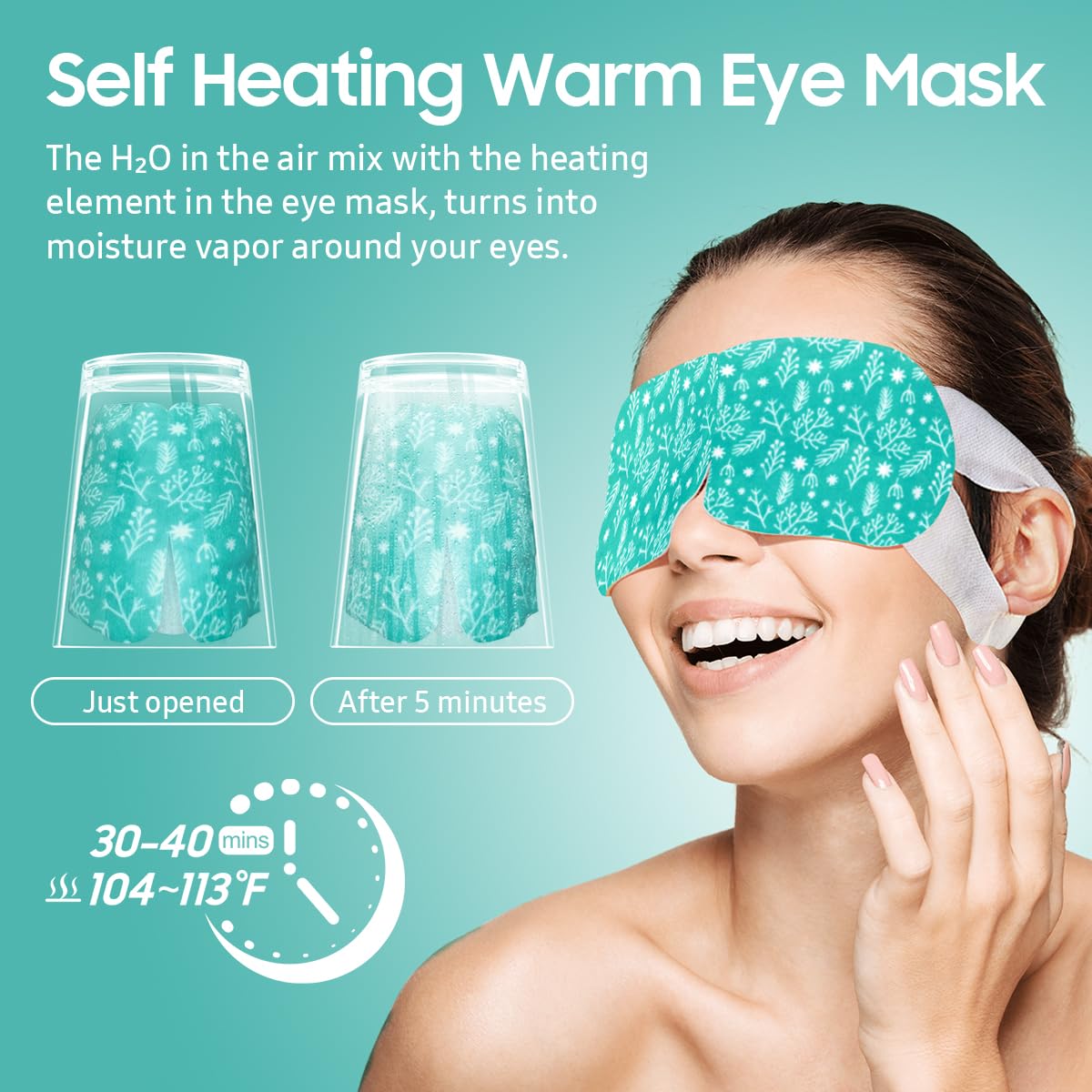 BeHoomi Self Heating Steam Eye Mask – Warm Compress Heated Eye Mask for Sleep, Relaxation & Dry Eye Relief, Unscented (20 Pack)