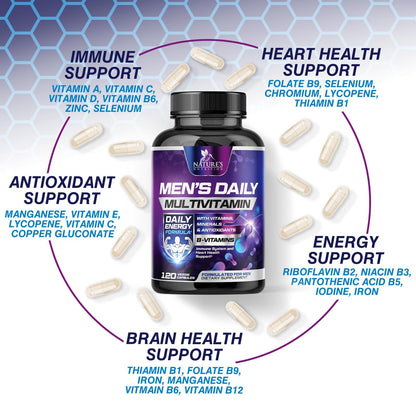 Multivitamin for Men - Once Daily Mens Multivitamins - Comprehensive Multi-Vitamin with Optimal Vitamin Bioavailability - Essential Vitamins A, C, D, E, & Zinc Formula - Bottled in USA - 120 Capsules