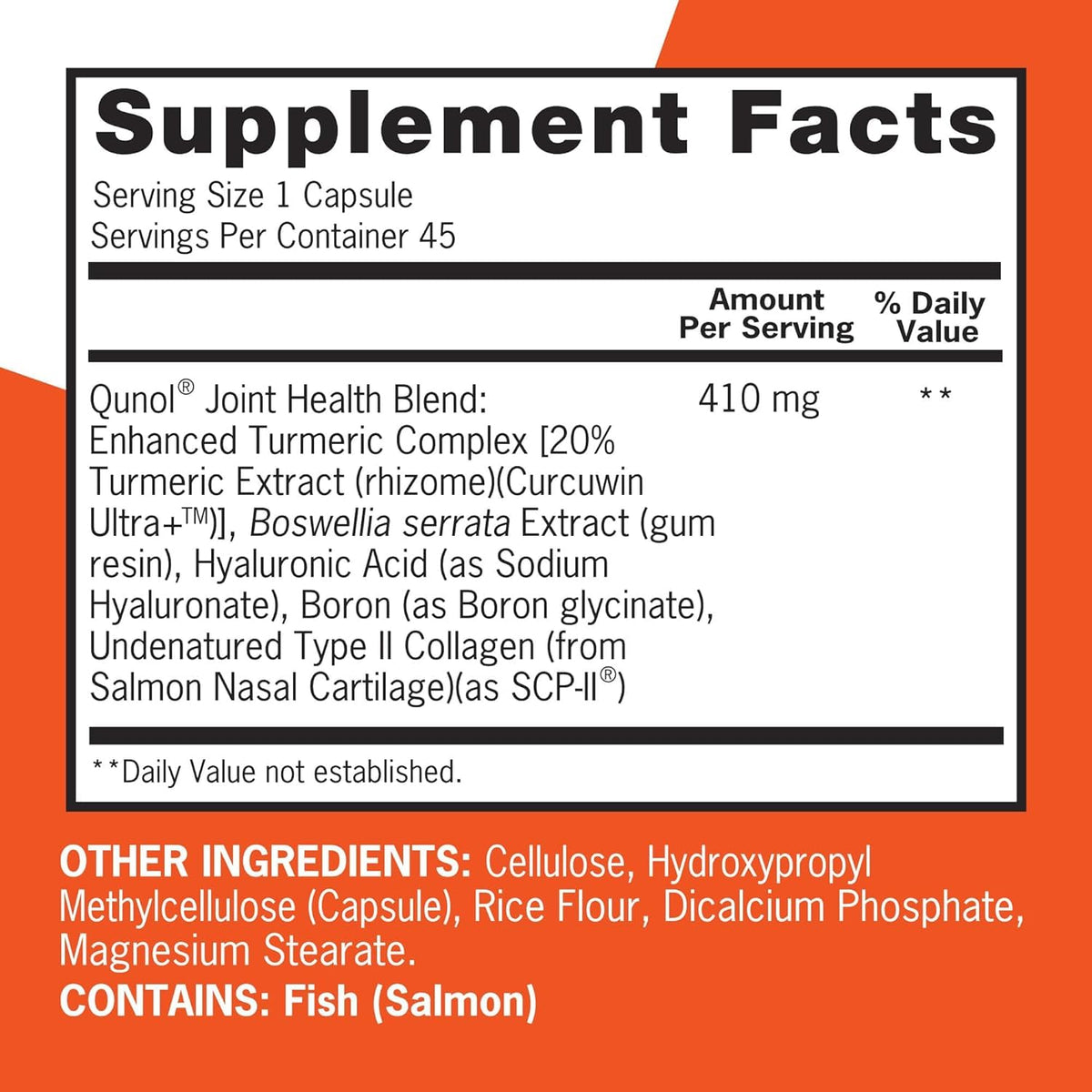 Qunol 5-in-1 Joint Support Supplement, Fast Acting, One Pill Dose, Support Healthy Inflammation Response & Discomfort Caused by Overuse of Joints, Alternative to Glucosamine Chondroitin MSM, 45 Count