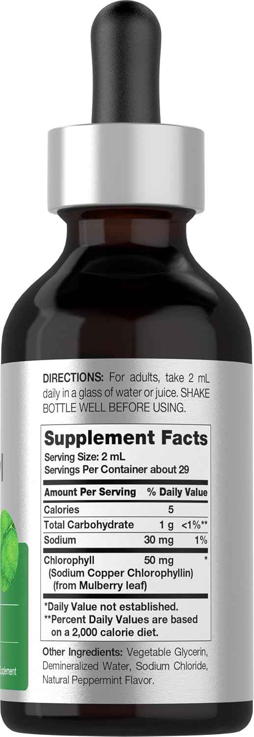 Horbäach Liquid Chlorophyll Drops - 2 fl oz - Natural Peppermint Flavor - Vegan, Non-GMO & Gluten Free Formula