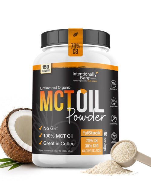 Intentionally Bare MCT Oil Powder - Unflavored – Zero net Carbs 48oz