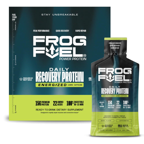Frog Fuel Power Energized Complete Protein Shot, 15g, Nano Hydrolyzed & Grass Fed, 80mg Caffeine, Gluten Free, Fat & Sugar Free, 22 Amino Acids