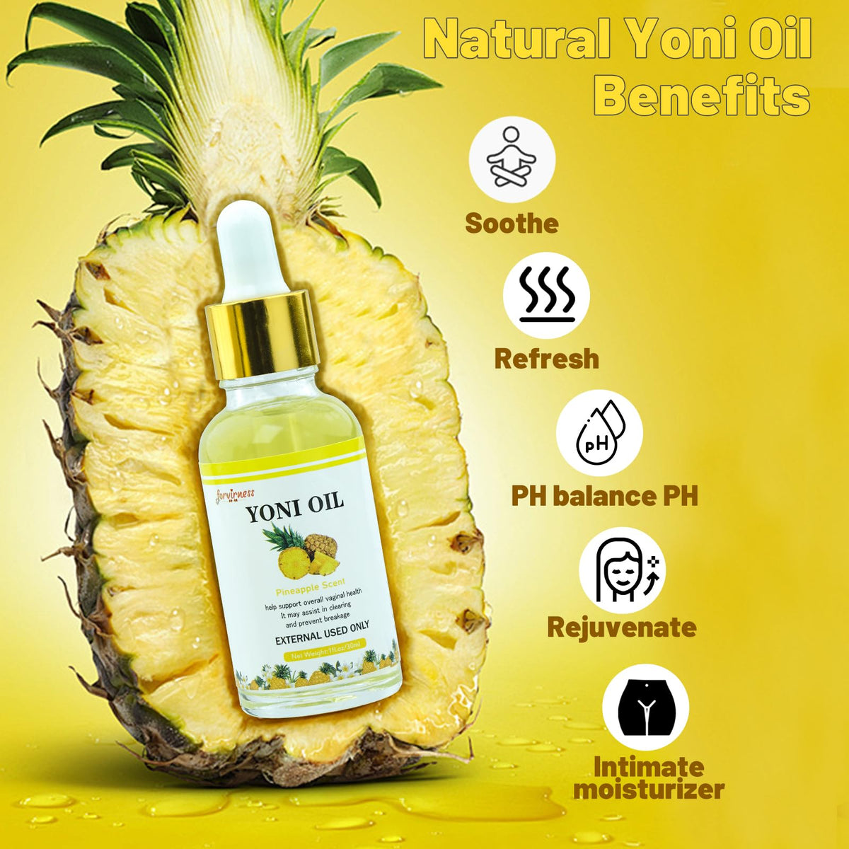 forvirness Natural Yoni Wash Yoni Oil Set, Cleanse - Remove Odor - ph Balance Feminine Wash