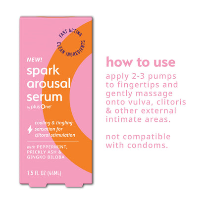plusOne Spark Arousal Serum, Cooling Tingling Sensation for Intimate 1.5 oz