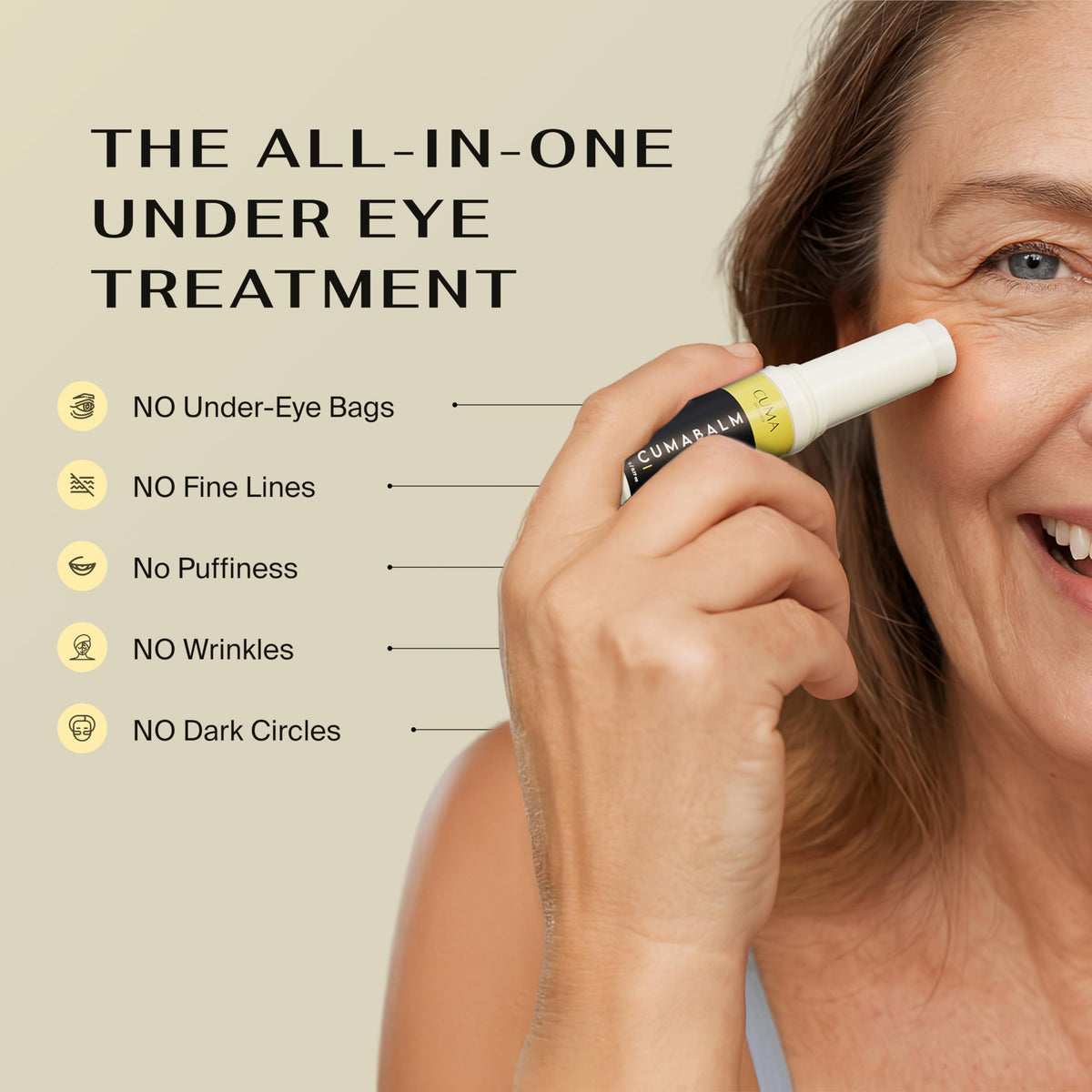 CumaBalm™ Eye Balm with Turmeric & Retinol for Puffy Eyes & Dark Circles - Vegan Anti-Aging Treatment