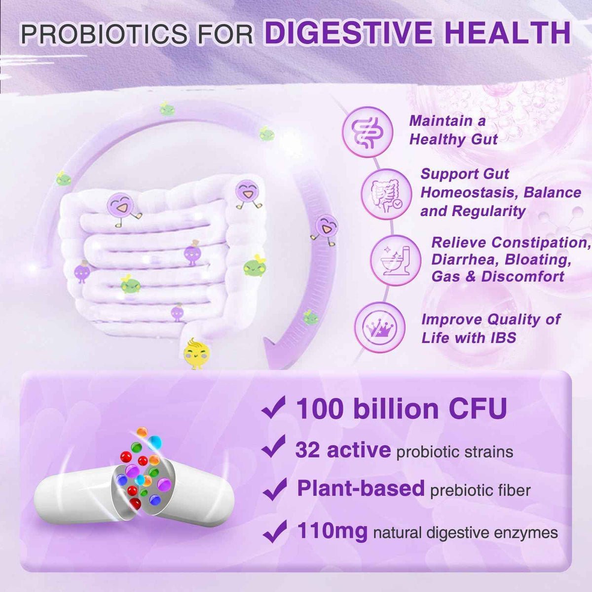 ZEBORA Probiotics for Women Digestive Health with Enzymes & Prebiotics 100 Billion CFUs - Vaginal Probiotics with D Mannose & Cranberry - Urinary Tract Health