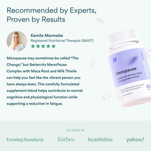 Bettervits Menopause Supplements for Women with Ashwagandha and Zinc - Hormone Balance Support with Vitamins D3 B6 B12 for Hot Flashes - Perimenopause Supplements for Monthly Wellness - 60 Capsules