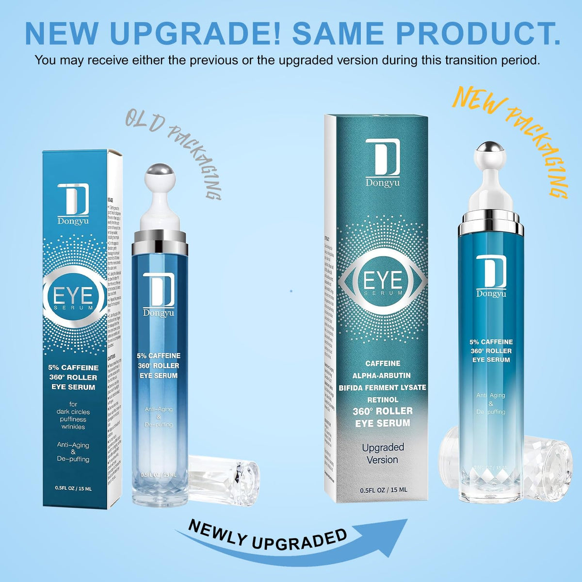 Upgraded Caffeine Eye Serum (15ml) – Instant Morning Wake-Up for Dark Circles, Puffiness & Sagging Eyelids