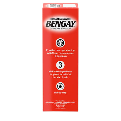 Bengay Ultra Strength Bengay Topical Pain Relief Cream, Non-Greasy Topical Analgesic for Minor Arthritis, Muscle, Joint, and Back Pain, Camphor, Menthol & Methyl Salicylate, 2 oz